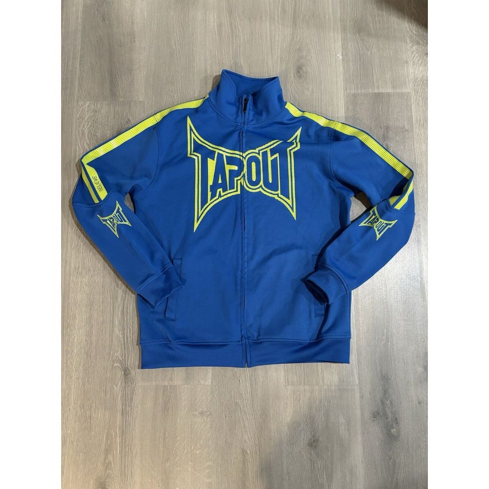Tapout Full Zip Track Jacket Blue‎ Spell Out Sweatshirt - Men's Size XL